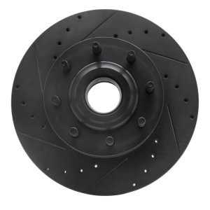 Ford F-250 Super Duty Brake Rotor (1) - Front Left - R1 Concepts - Drilled & Slotted - Black - `11-`25